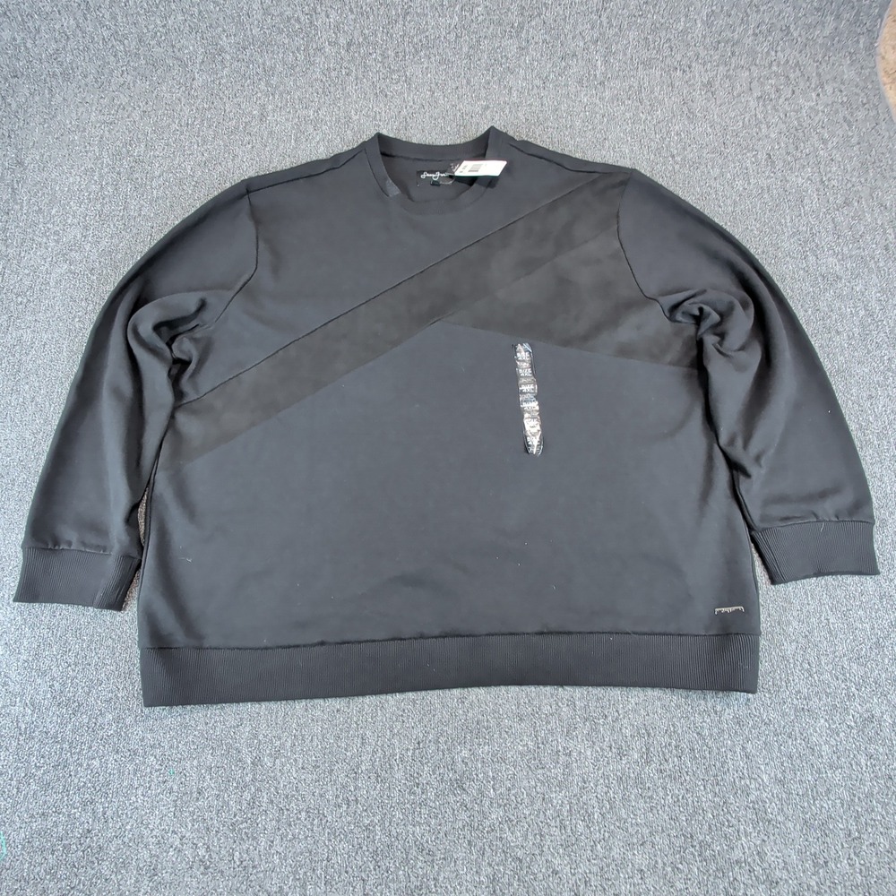 Sean John Mens 4XL Sweatshirt Black Faux Suede Panel Big & Tall Crewneck NWT — photo 2